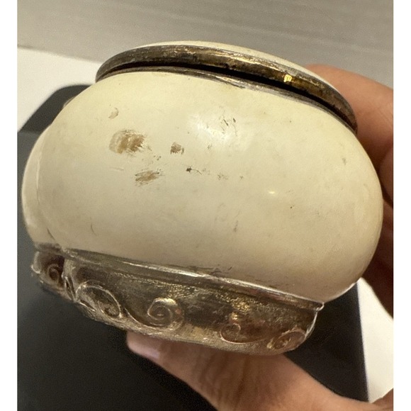 Vtg Jewelry Box W/ Miniature Painted Lady Casket Case Ivory Glaze & Gilt-Trinket - Picture 8 of 12